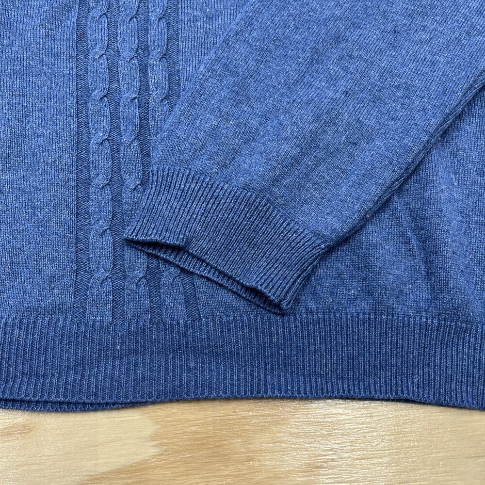 Bachrach Silk Cashmere Mock Neck Sweater Mens Large Blue Soft Preppy Old Money - Picture 7 of 11